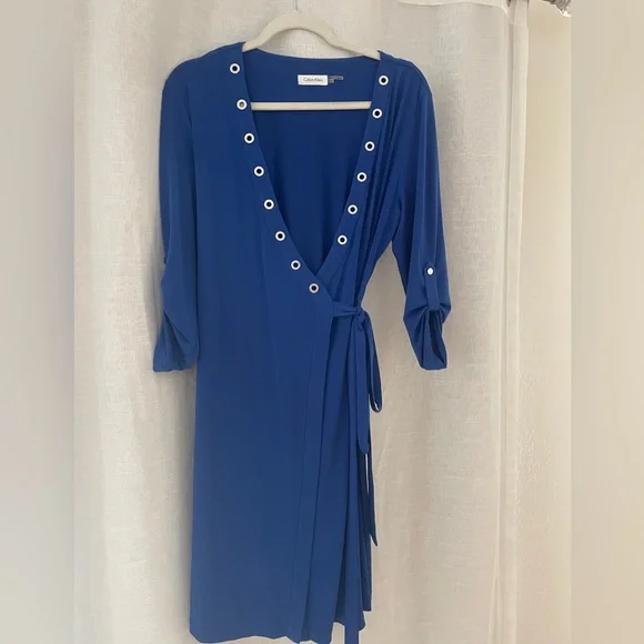 calvin klein blue wrap dress Calvin Klein | Dresses | Calvin Klein Royal Blue Knee Length Wrap Dress